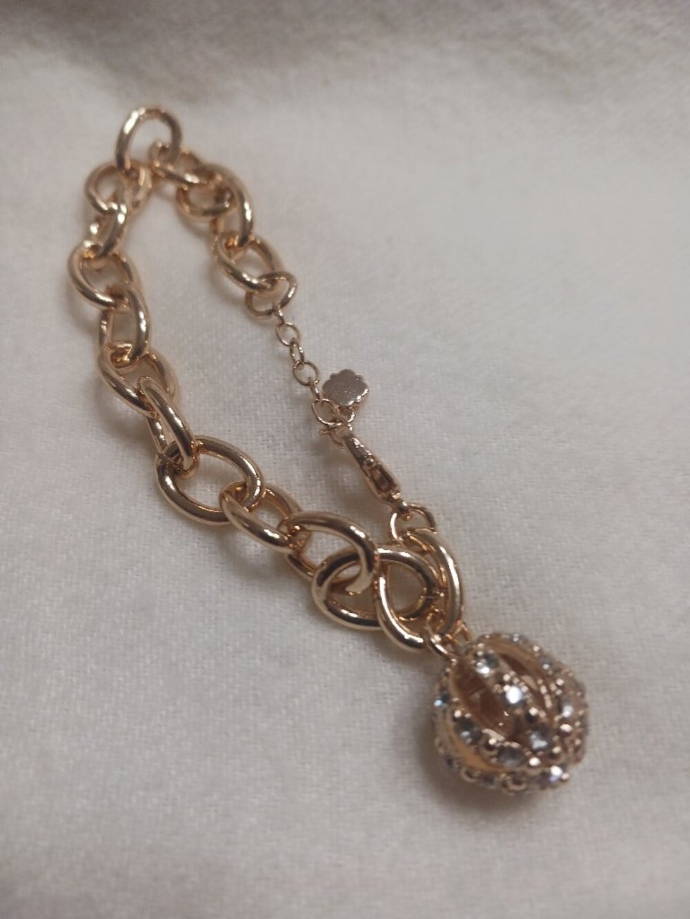 NWOT Crown & Ivy Crystal Ball Charm Chain Bracelet 8 Inches No Box